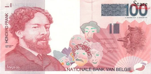 Przód banknotu 100 franków belgijskich seria 2