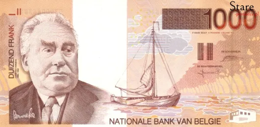 Przód banknotu 1000 franków belgijskich seria 2