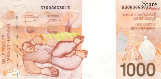 Tył banknotu 1000 franków belgijskich seria 2