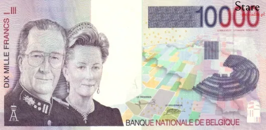 Przód banknotu 10000 franków belgijskich seria 2