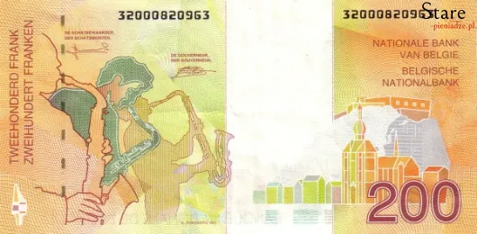 Tył banknotu 200 franków belgijskich seria 2