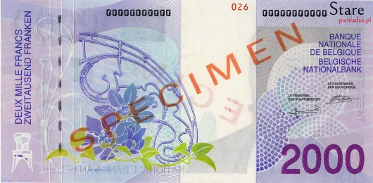 Tył banknotu 2000 franków belgijskich seria 2