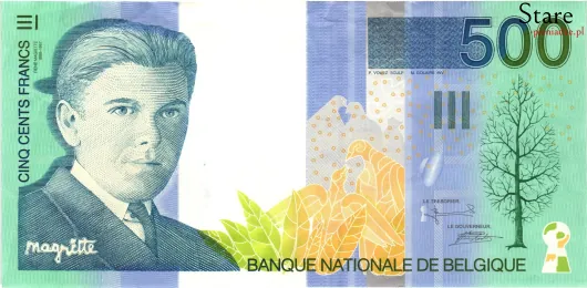 Przód banknotu 500 franków belgijskich seria 2