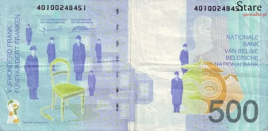 Tył banknotu 500 franków belgijskich seria 2