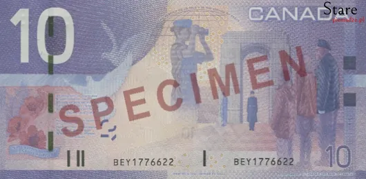 Tył banknotu 10 dolarów kanadyjskich seria Journey