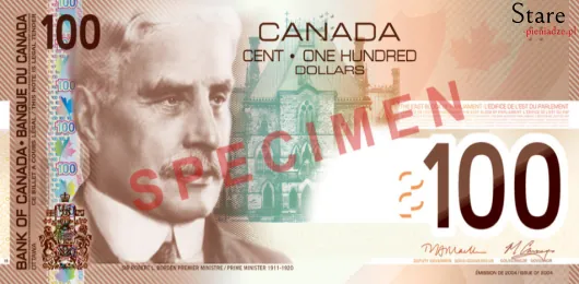 Przód banknotu 100 dolarów kanadyjskich seria Journey