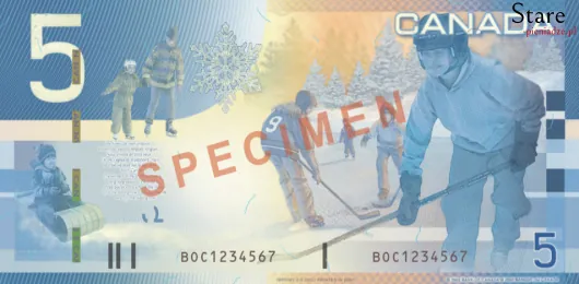 Tył banknotu 5 dolarów kanadyjskich seria Journey
