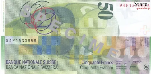 Tył banknotu 50 franków szwajcarskich 8 serii