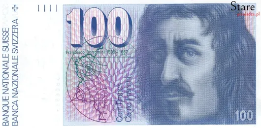 Przód banknotu 100 franków szwajcarskich 6 serii