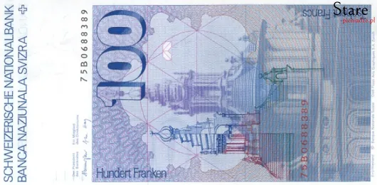 Tył banknotu 100 franków szwajcarskich 6 serii
