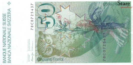 Tył banknotu 50 franków szwajcarskich 6 serii