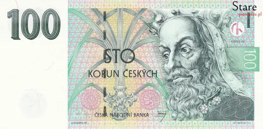 Przód banknotu 100 koron czeskich 1997 r.