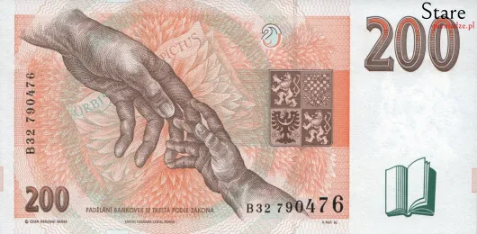 Przód banknotu 200 koron czeskich 1996 r.