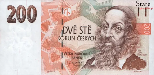 Przód banknotu 200 koron czeskich 1998 r.