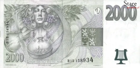 Przód banknotu 2000 koron czeskich 1999 r.
