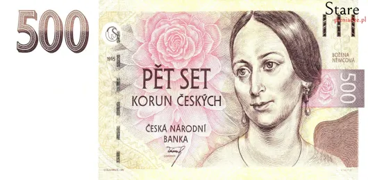 Przód banknotu 500 koron czeskich 1995 r.