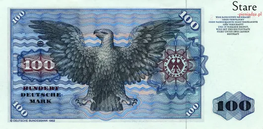 Tył banknotu 100 marek niemieckich seria BBk I