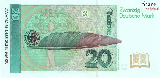 Tył banknotu 20 marek niemieckich seria BBk III