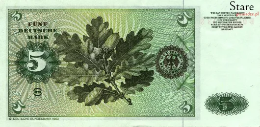 Tył banknotu 5 marek niemieckich seria BBk I