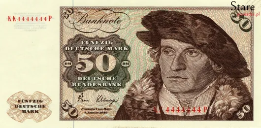 Przód banknotu 50 marek niemieckich seria BBk I