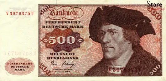 Przód banknotu 500 marek niemieckich seria BBk I