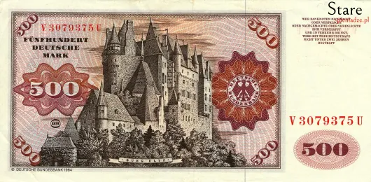 Tył banknotu 500 marek niemieckich seria BBk I