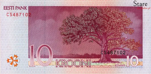 Tył banknotu 10 koron estońskich 2007 r.