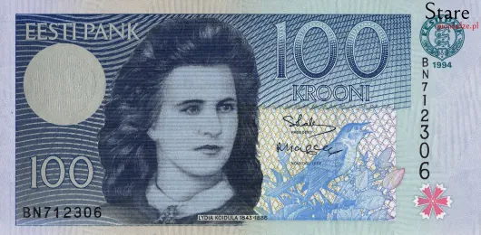 Przód banknotu 100 koron estońskich 1994 r.
