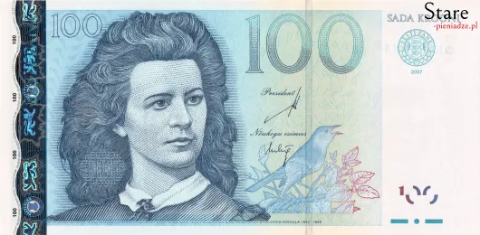 Przód banknotu 100 koron estońskich 2007 r.