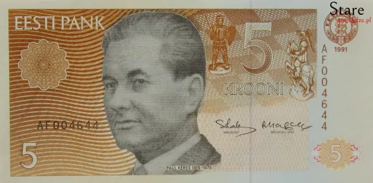 Przód banknotu 5 koron estońskich 1991 r.