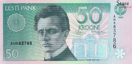 Przód banknotu 50 koron estońskich 1994 r.