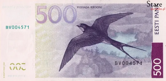 Tył banknotu 500 koron estońskich 2007 r.