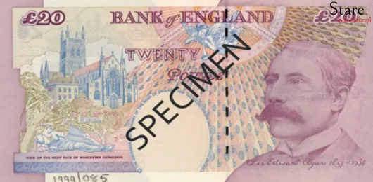 Tył banknotu 20 funtów brytyjskich seria E