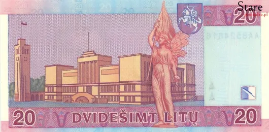 Tył banknotu 20 litów litewskich 2007 r.