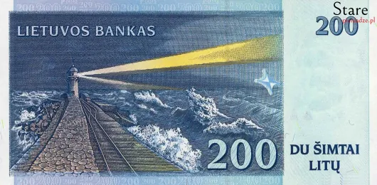 Tył banknotu 200 litów litewskich 1997 r.