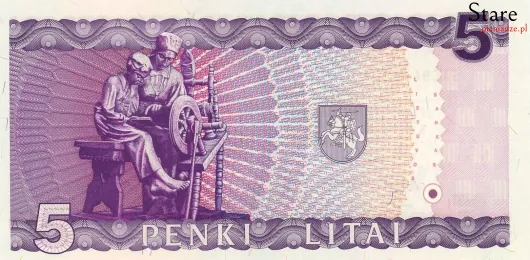 Tył banknotu 5 litów litewskich