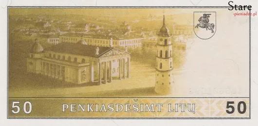 Tył banknotu 50 litów litewskich 1991 r.