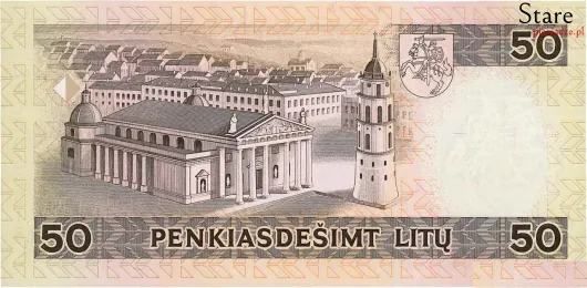 Tył banknotu 50 litów litewskich 1993 r.
