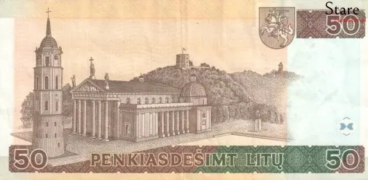 Tył banknotu 50 litów litewskich 2003 r.