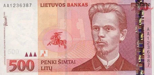Przód banknotu 500 litów litewskich 2000 r.