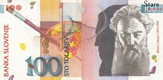 Przód banknotu 100 tolarów słoweńskich