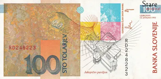 Tył banknotu 100 tolarów słoweńskich