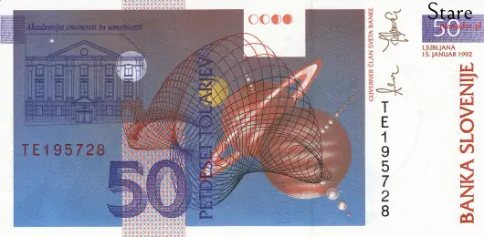 Tył banknotu 50 tolarów słoweńskich